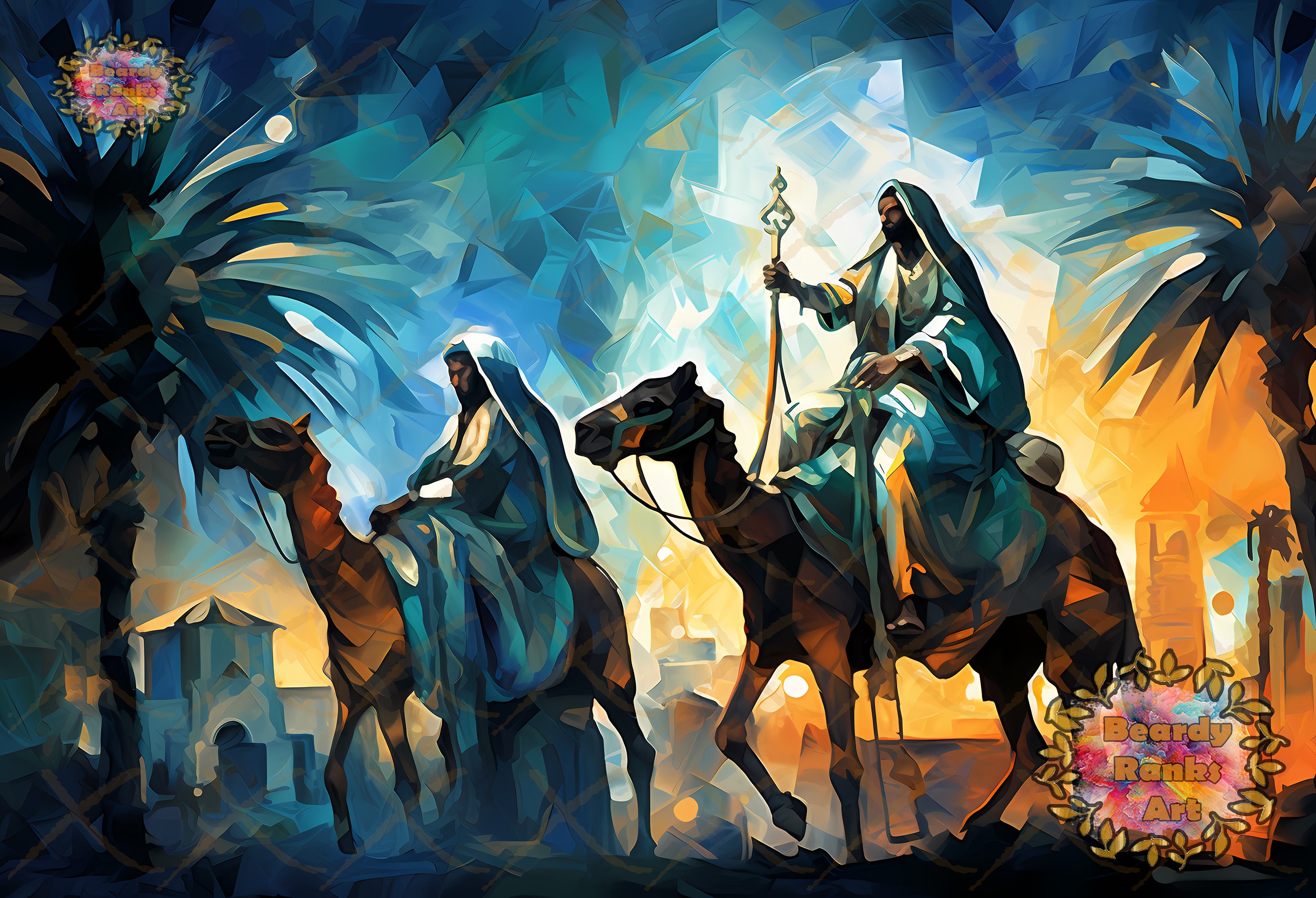 3 Nativity Scene With Black / Brown Jesus Prints, Christian Print