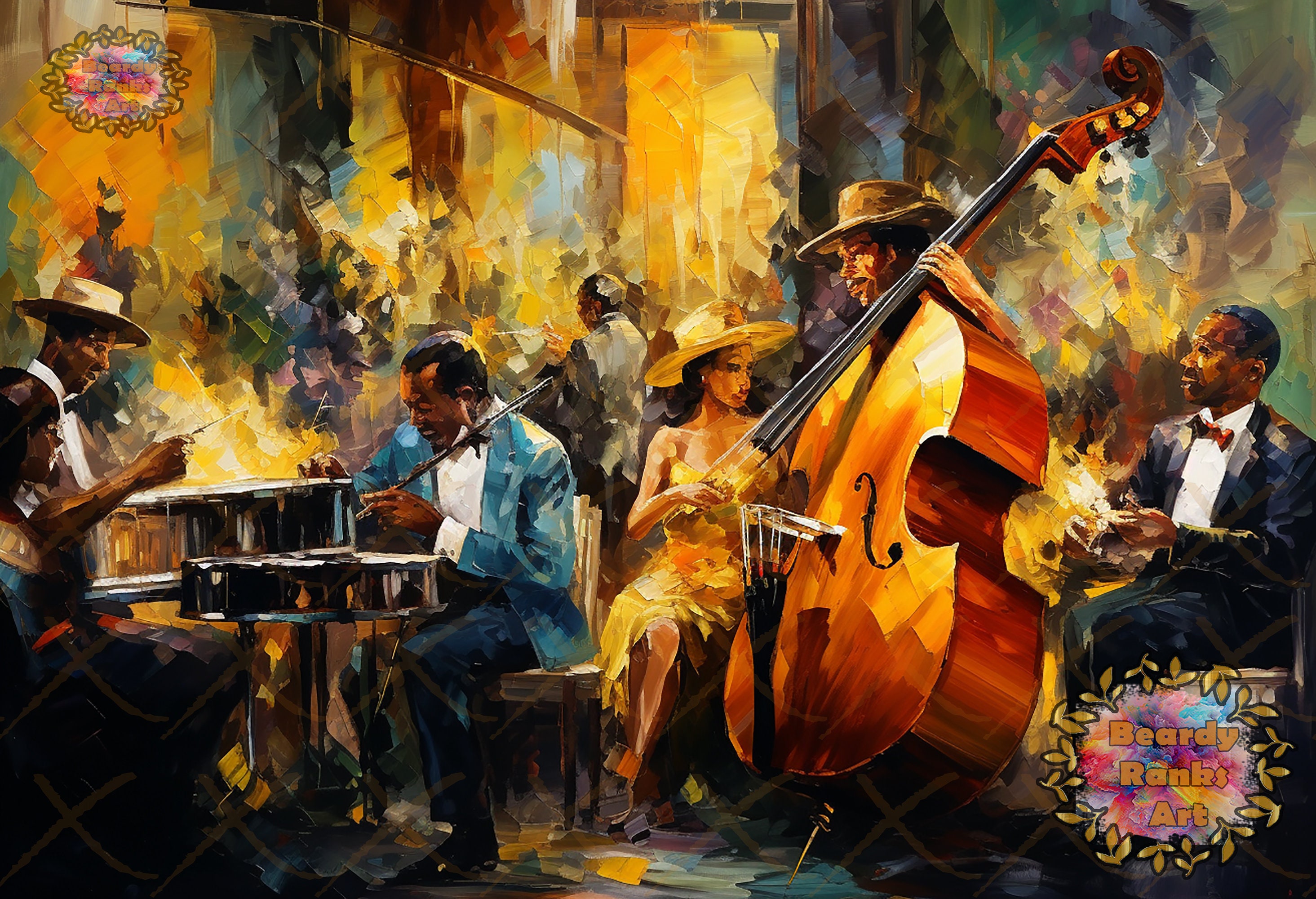 Black Jazz Music Canvas Print, African Jazz Music Wall Art, African