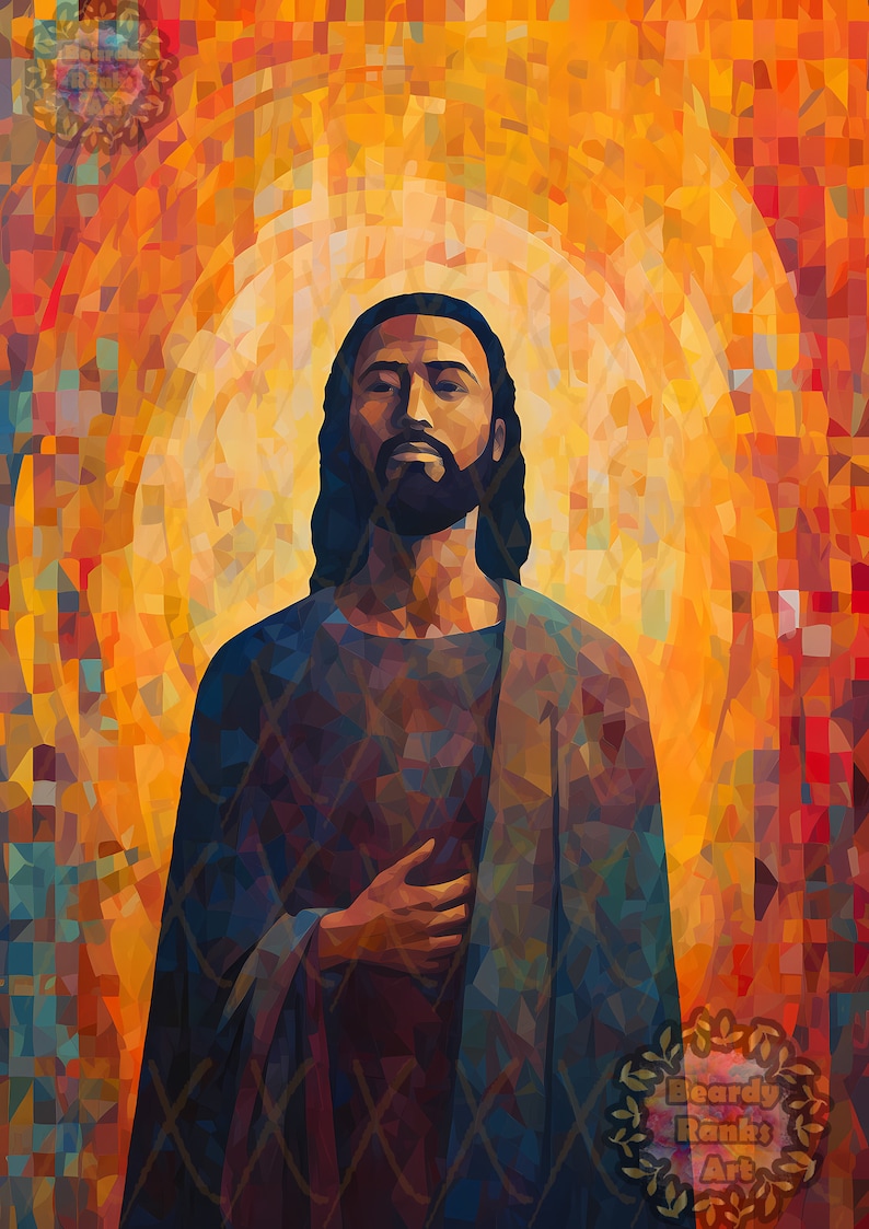 5 Black Jesus Downloadable Prints, Christian Artwork, African American