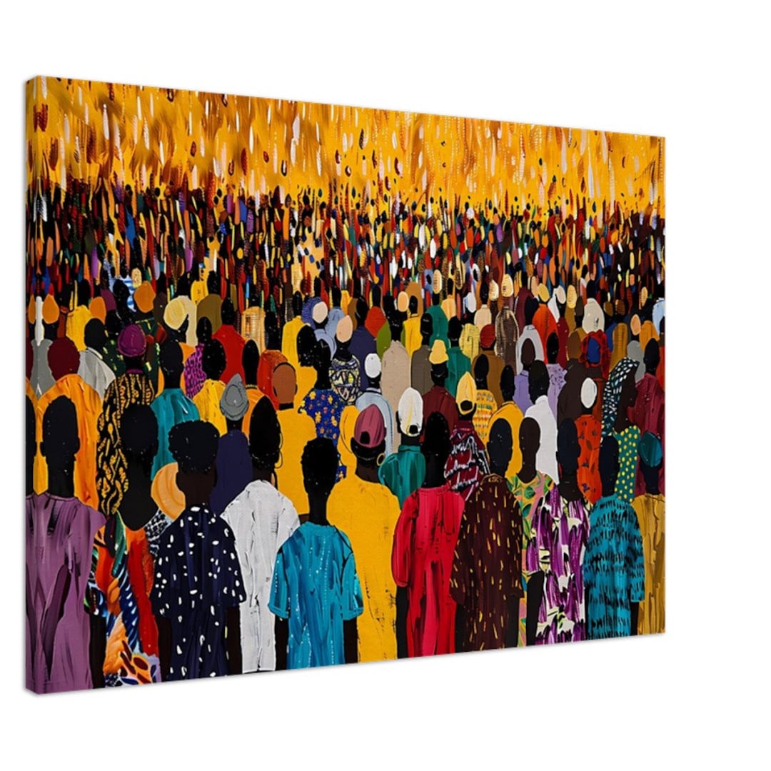 African People Gathering Canvas Art, African American Wall Art, African