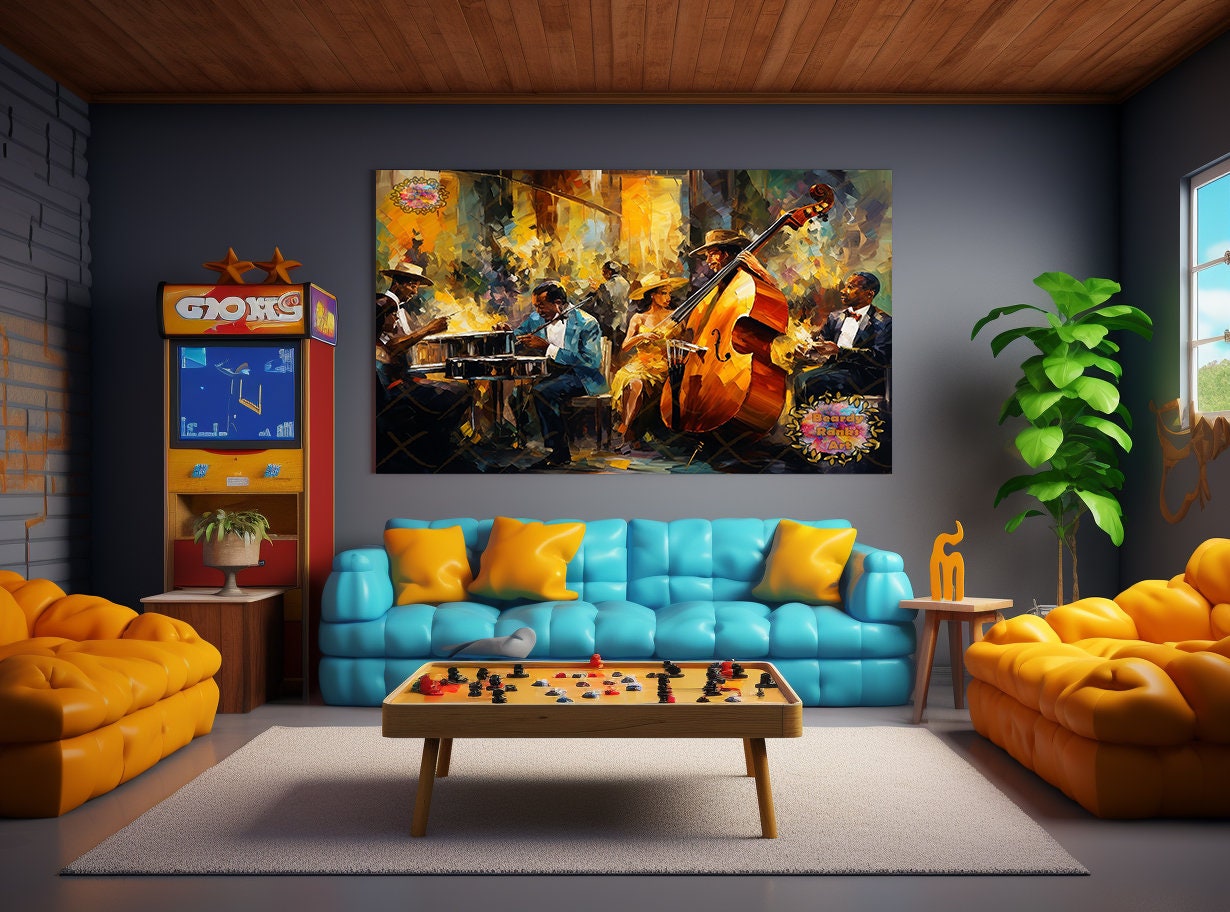 Black Jazz Music Canvas Print, African Jazz Music Wall Art, African