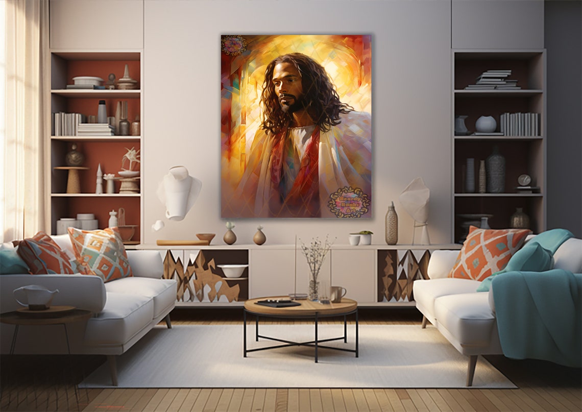 Black Jesus, Religious Wall Decor, Christian Artwork, African American