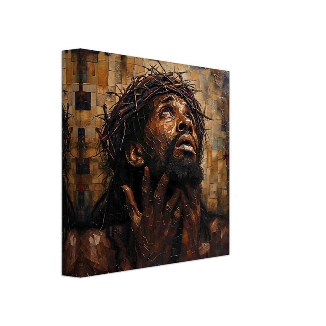 Black Jesus Canvas Artwork, Black Christian Wall Artwork, African