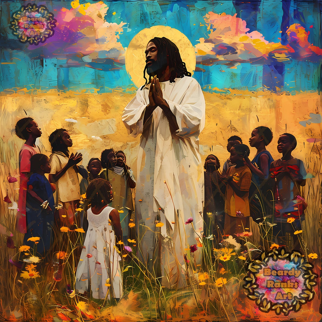 Black Jesus Canvas Art, Brown Skin Jesus Wall Art, Christian Wall Art