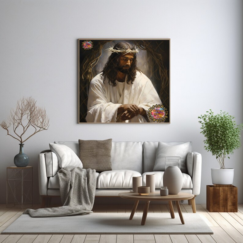 Black Jesus, Religious Wall Decor, Christian Artwork, African American Jesus, Black Christian