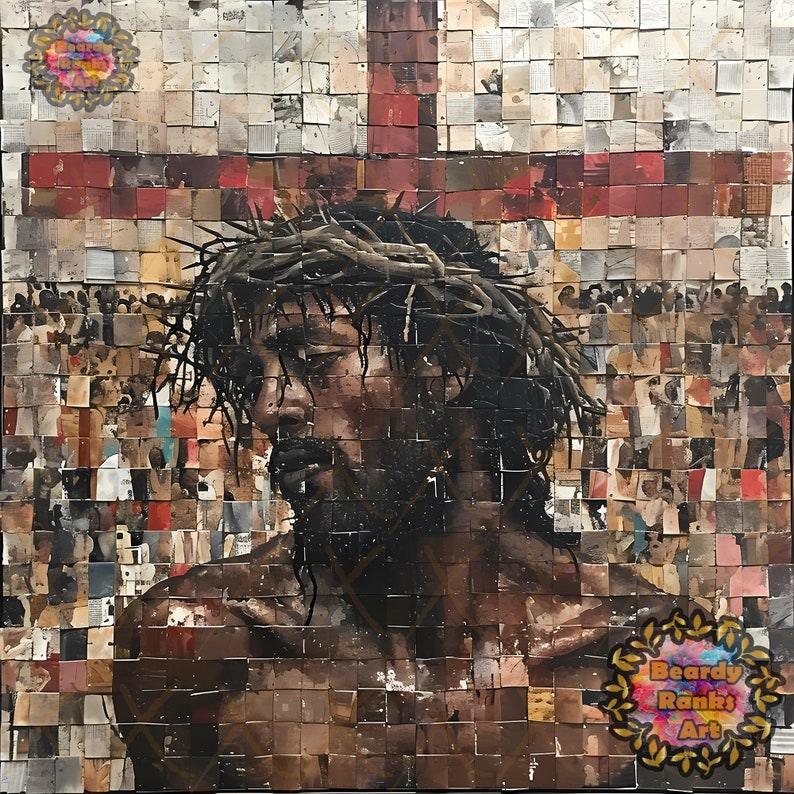 Black Jesus Canvas Art, Brown Skin Jesus Canvas Art, Christian Wall