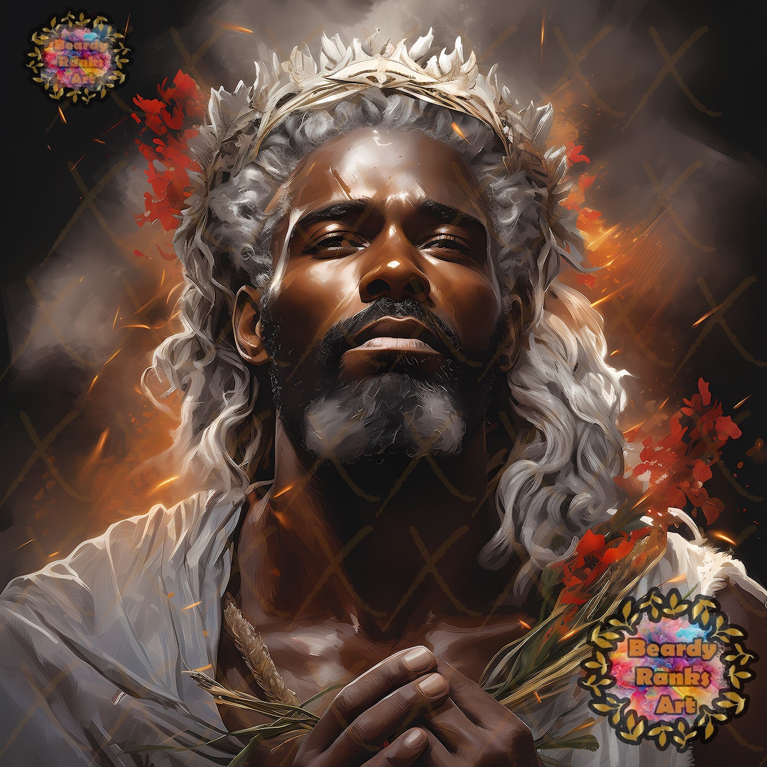 Black Jesus Canvas Artwork, Religious Wall Decor, Christian Wall