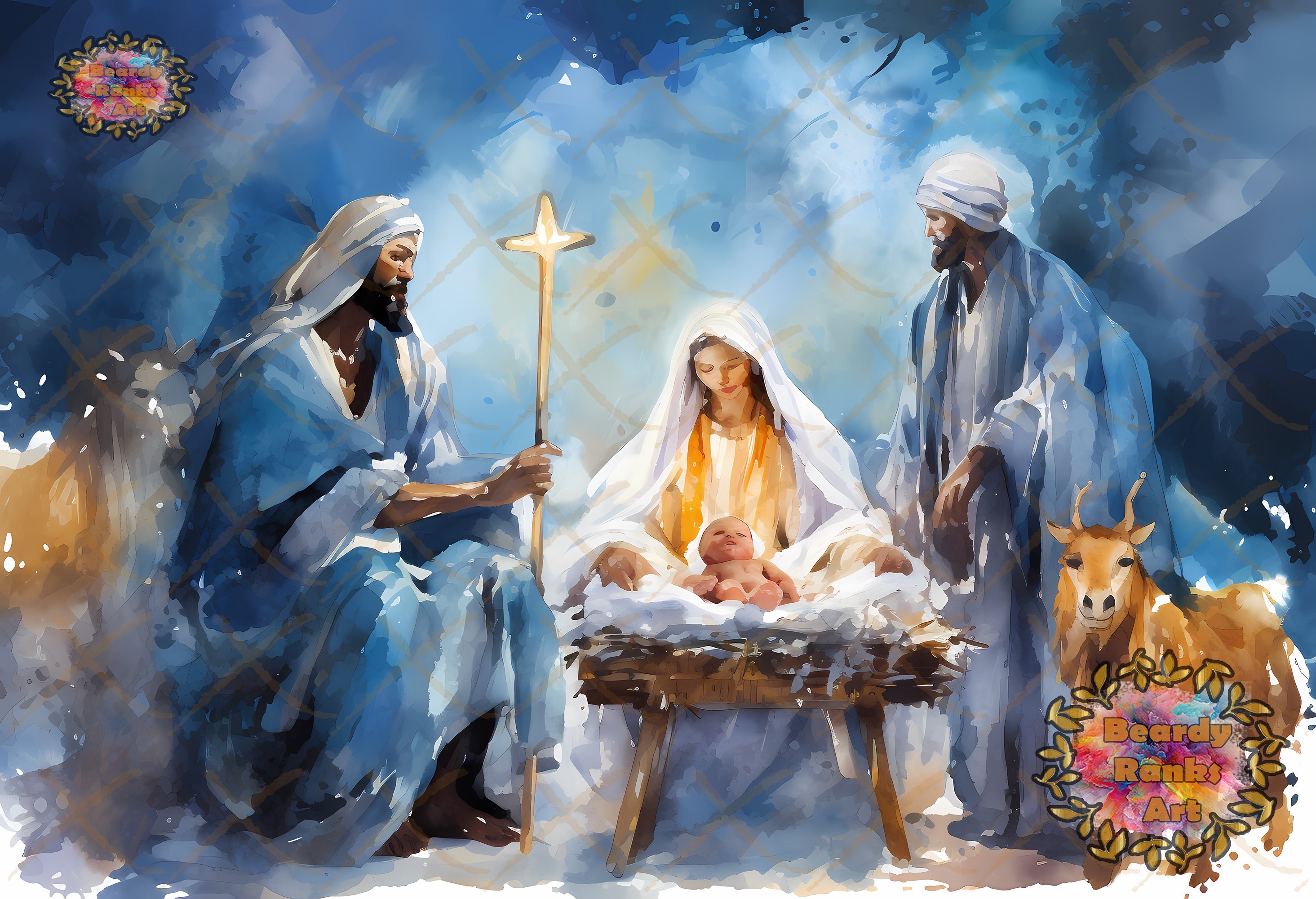 4 christmas nativity scene baby jesus prints christian nativity print