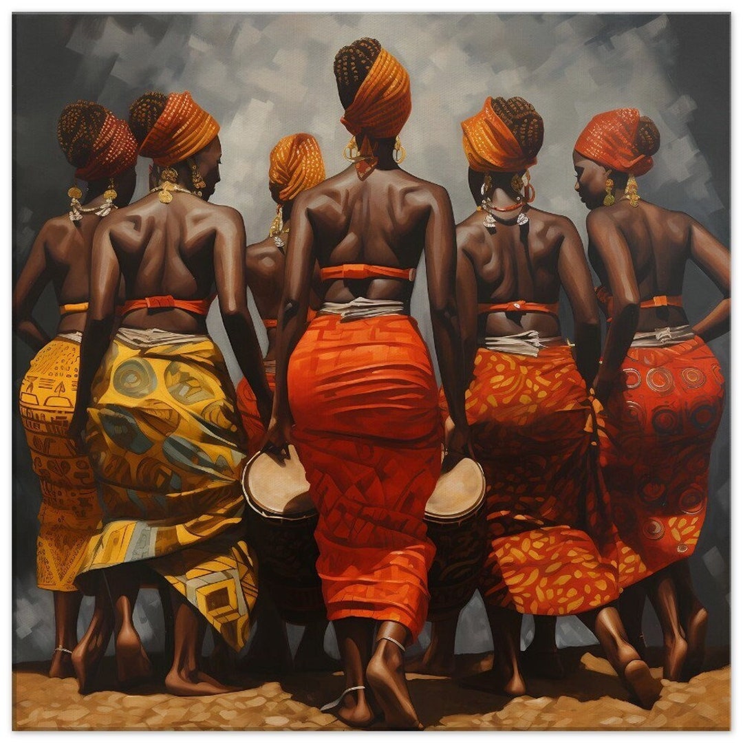 Dancing African Women Canvas, Africa Inspired Art, Africa Canvas Art