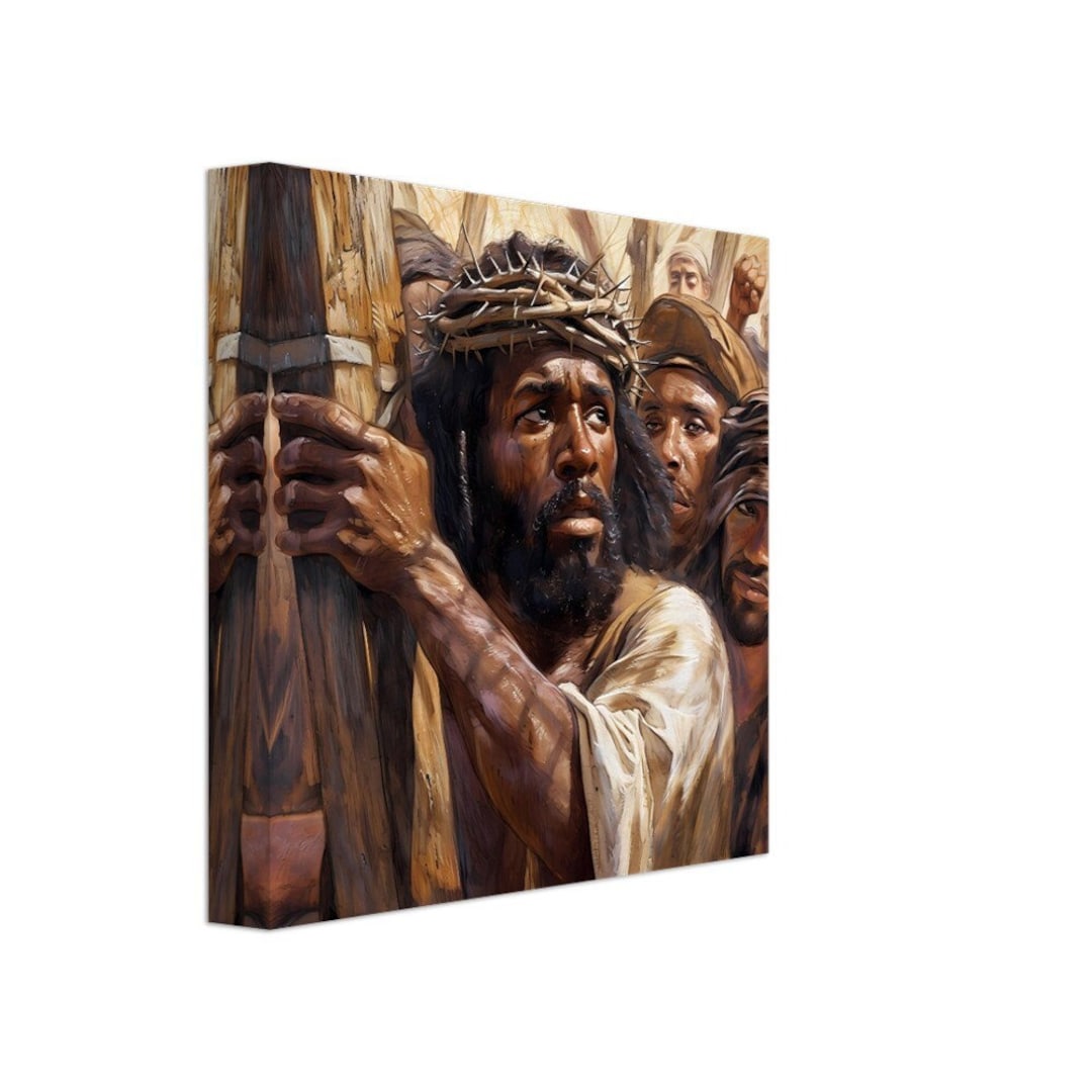 Black Jesus Canvas Art, Brown Skin Jesus Canvas Art, Christian Wall