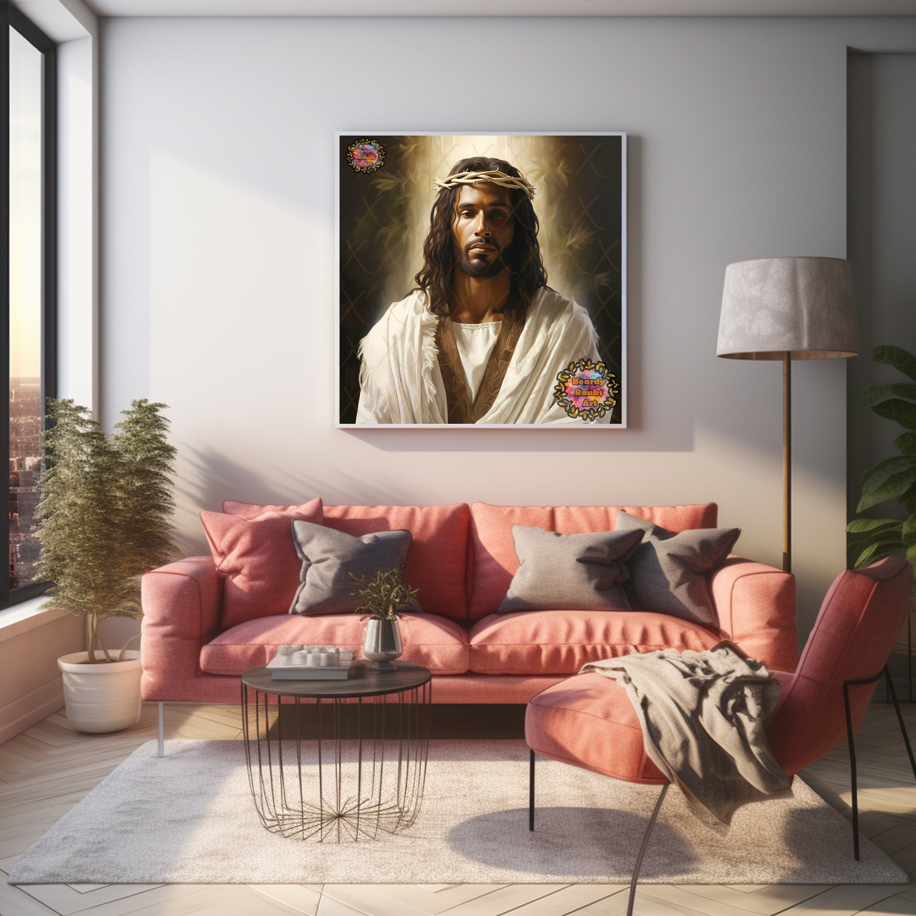 Black Jesus Christ Art, Religious Wall Art, Christian Artwork, African