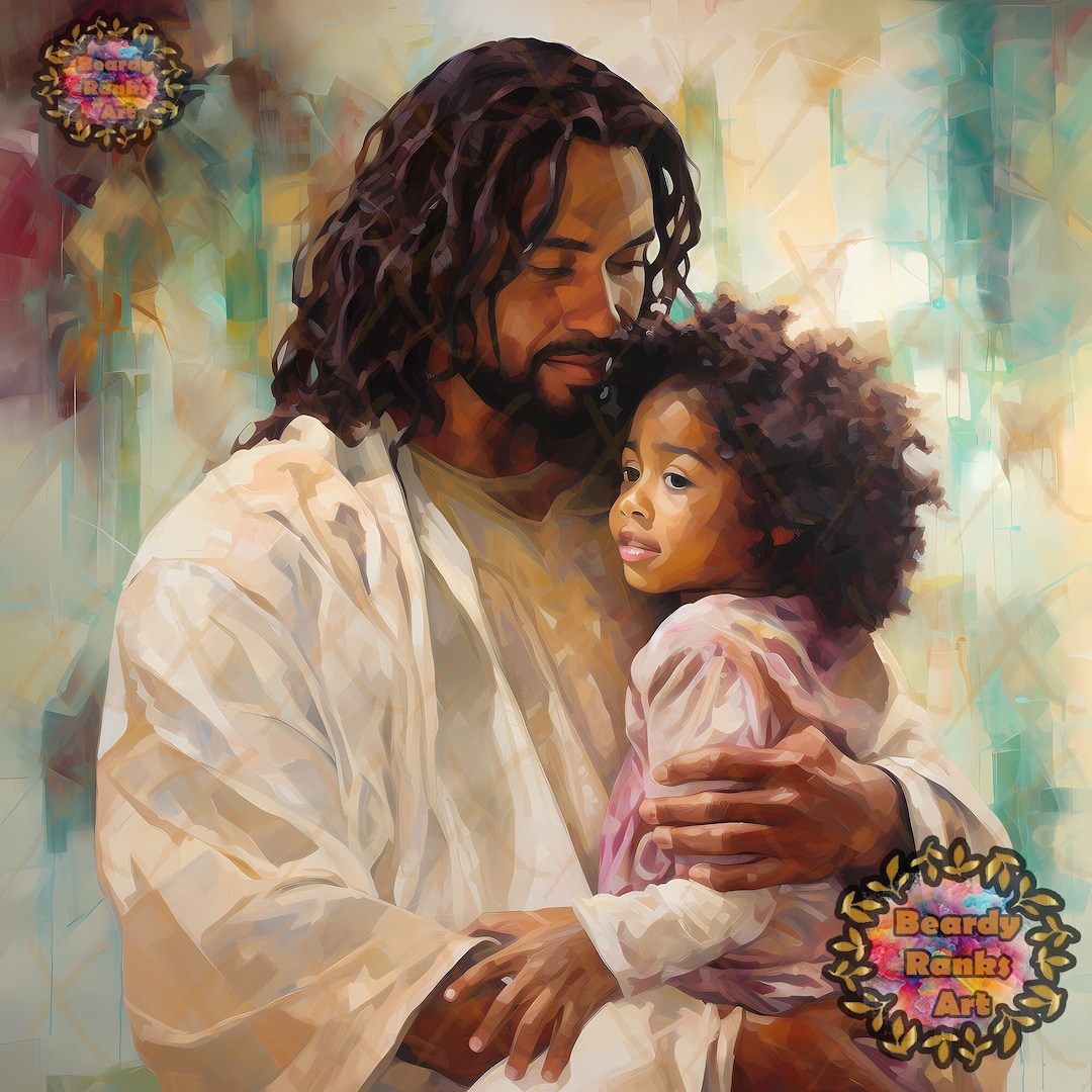 Black Jesus Canvas Artwork, Religious Wall Decor, Christian Wall