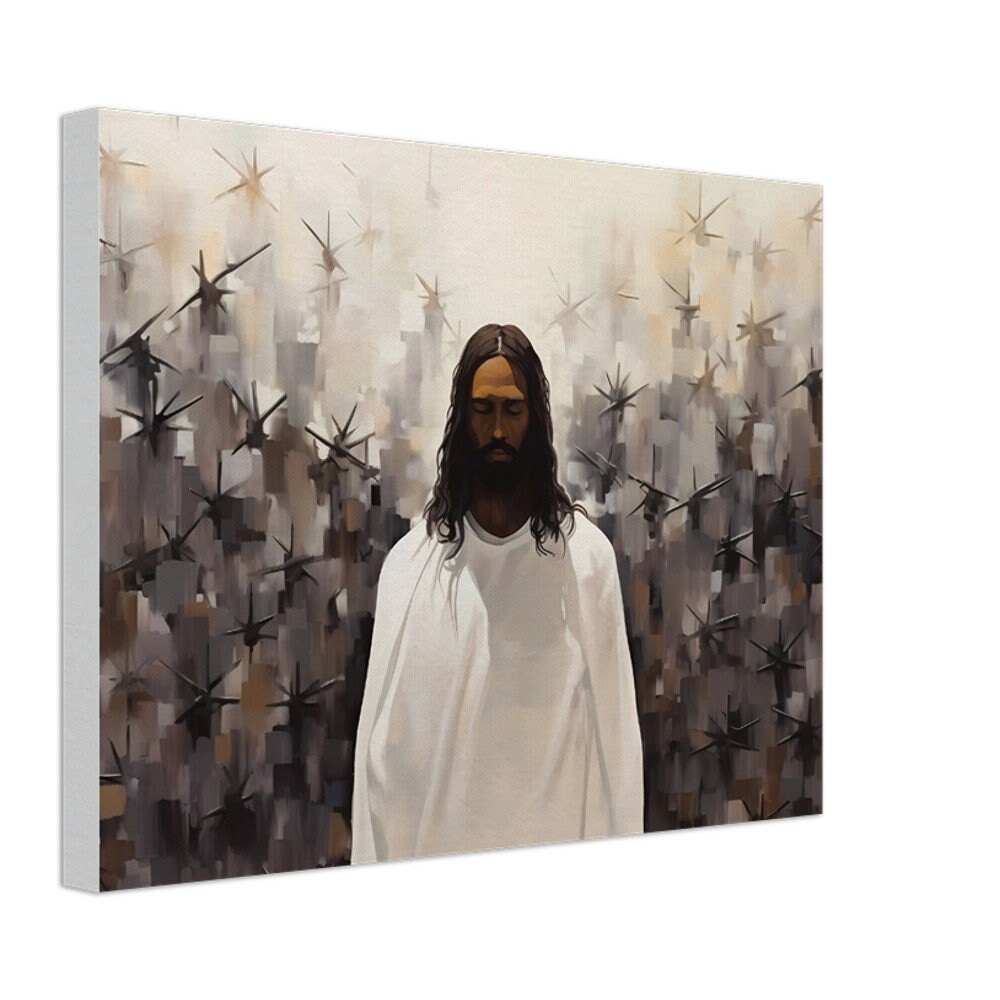 Black Jesus Canvas Wall Art, Black Jesus Wall Decor, Christian Wall Artwork, African American