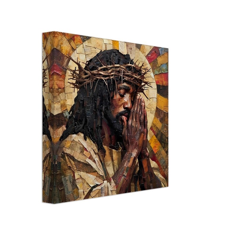 Black Jesus Canvas Artwork, Black Christian Wall Artwork, African