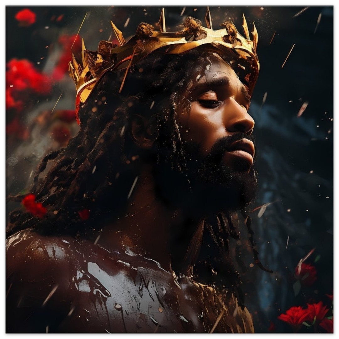 Black Jesus Canvas Artwork, Religious Wall Decor, Christian Wall