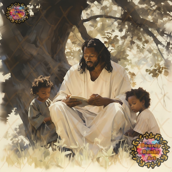 Black Jesus Teaching Prints, Brown Skin Jesus Prints, African American Jesus, Black Christian Art, Afrocentric Art, Dark Skin Jesus Prints