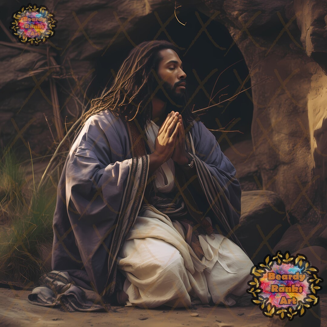 Black Jesus Canvas Artwork, Religious Wall Decor, Christian Wall