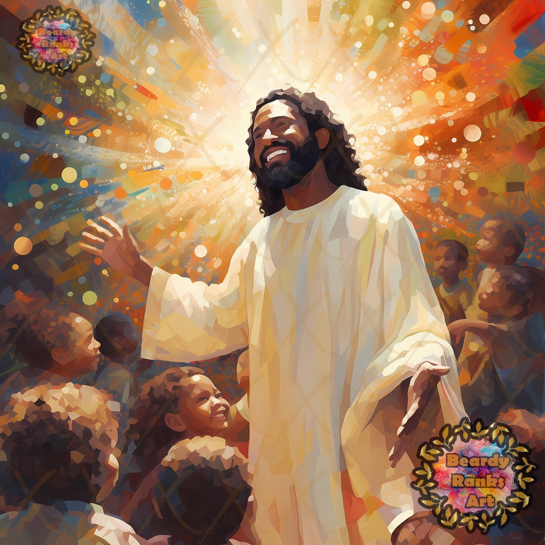 Black Jesus Canvas Art, Brown Skin Jesus Wall Art, Christian Wall Art