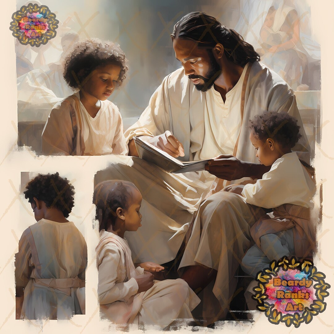 Black Jesus Canvas Artwork, Religious Wall Decor, Christian Wall