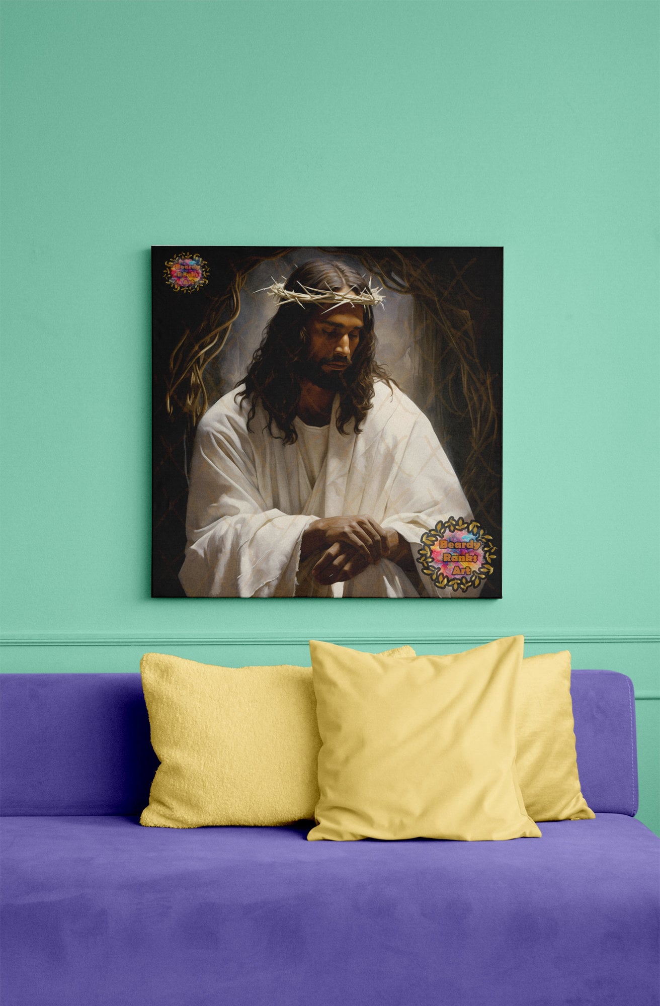 Black Jesus, Religious Wall Decor, Christian Artwork, African American