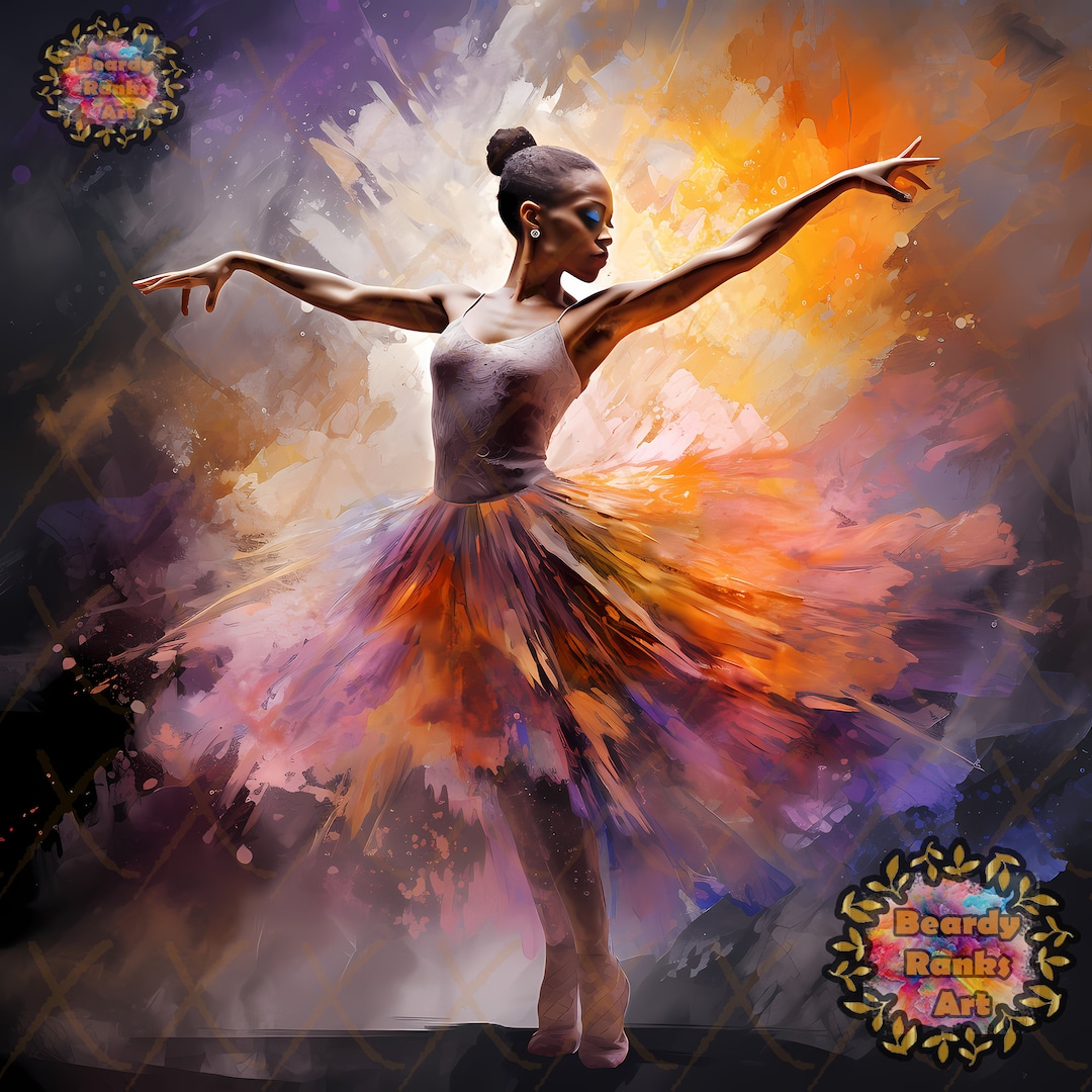 4 Black Ballerina Wall Art Prints, African American Ballerina Prints