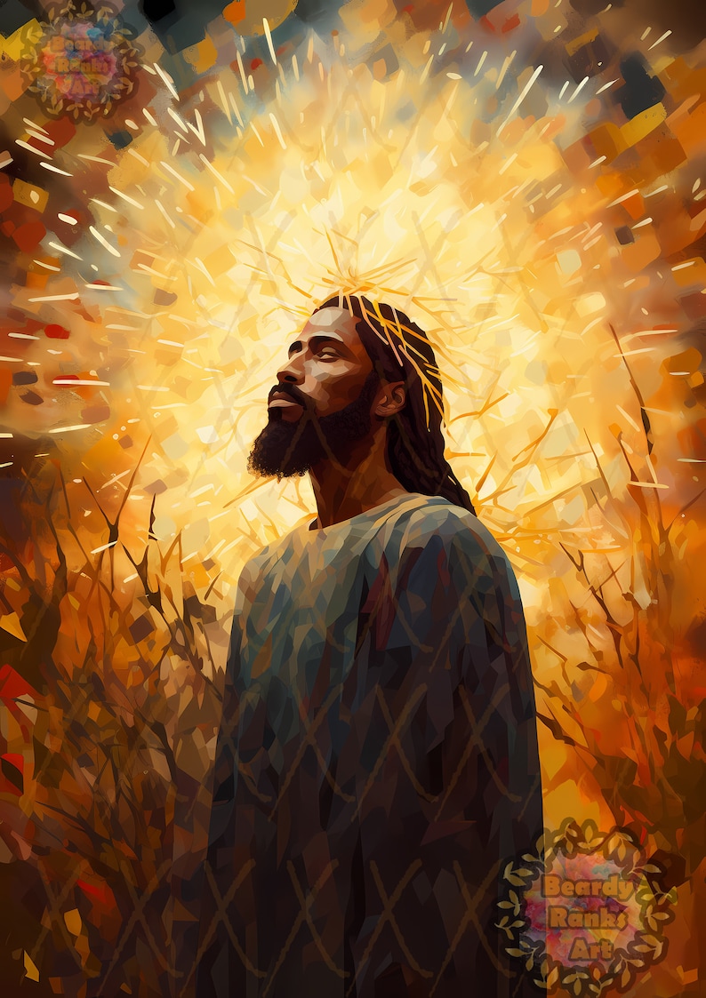 5 Black Jesus Downloadable Prints, Christian Artwork, African American