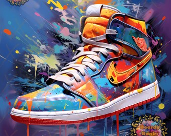 Inspired by Nike Air Jordan Graffiti Sneaker Canvas Art Sneaker Wall Art Sneaker Poster Sneaker Wall Decor Splatter Sneaker Canvas Art Etsy