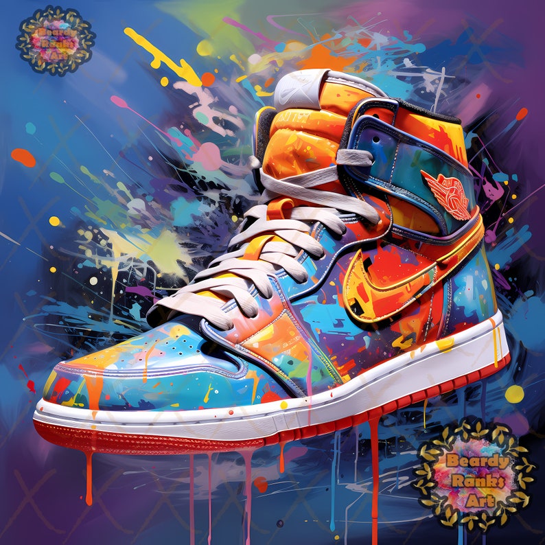 Inspired by Nike Air Jordan Graffiti Sneaker Canvas Art, Sneaker Wall Art, Sneaker Poster