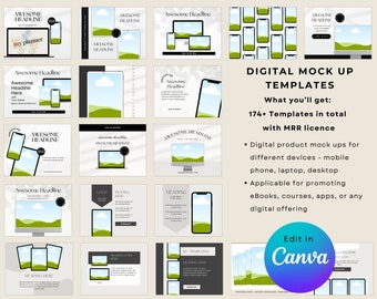 Device Mock-up Templates: Digital Product Presentation (MRR License)
