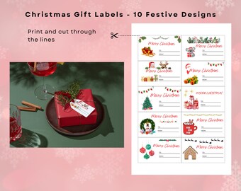 Etiquetas para regalos navideños: 10 diseños imprimibles (PDF/Descarga digital)