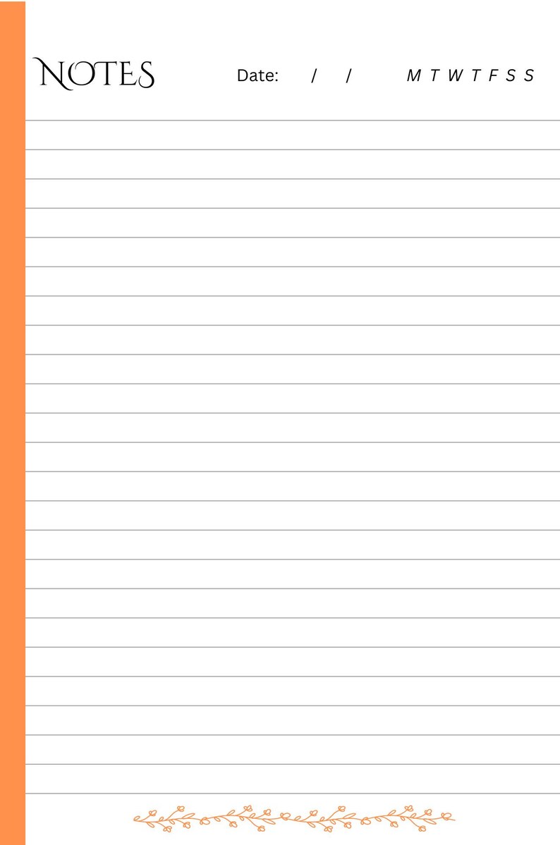 Printable Notes Page, Printable Lined Notes, Printable Notes Insert