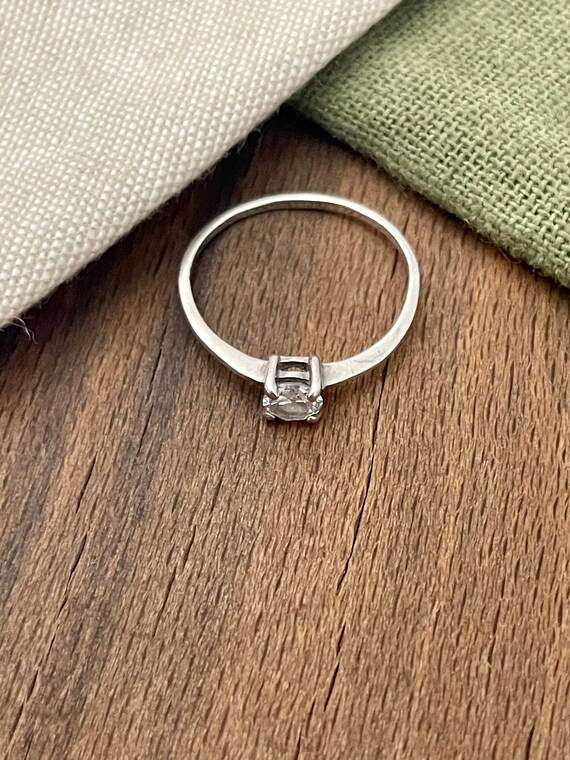 Thin Delicate Sparkly Stone Solid Sterling 925 Si… - image 2