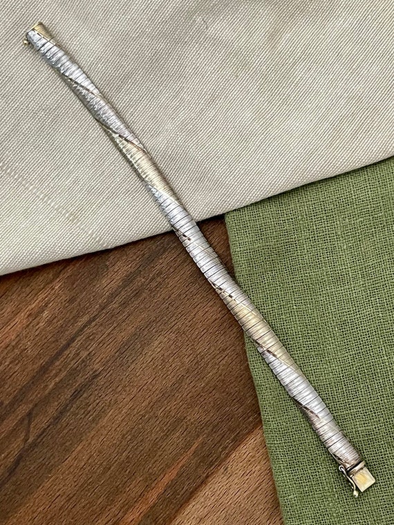 Wide Heavy Flat Snake Link Solid Sterling 925 Sil… - image 1