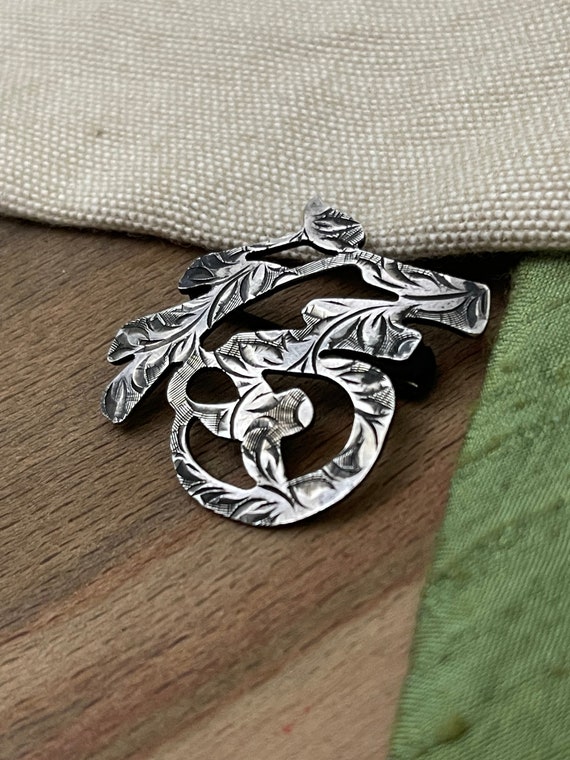 Nice Engraved Chinese Symbol Brooch Sterling 925 … - image 2