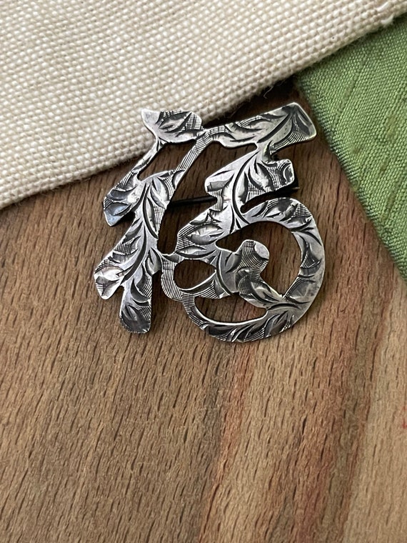 Nice Engraved Chinese Symbol Brooch Sterling 925 … - image 1