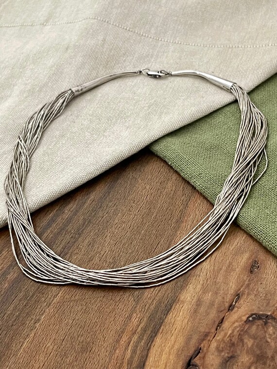 Multi Strand String Link Choker Chain Necklace So… - image 5