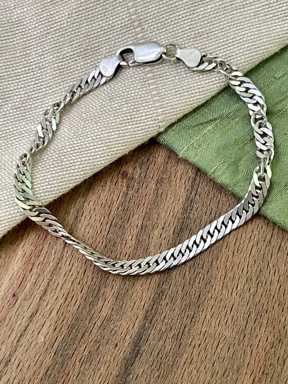 Nice Thin Twisted Link Bracelet Solid Sterling 92… - image 1
