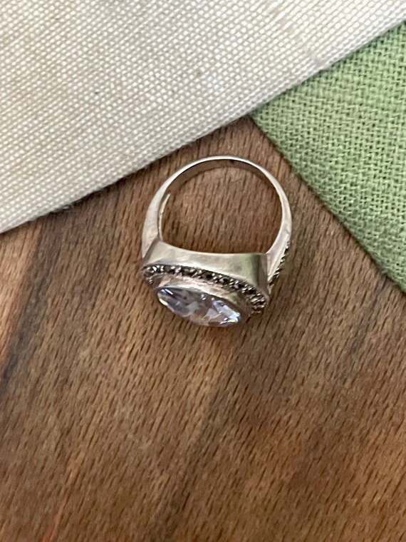 Sparkly Clear Stone Solid Sterling 925 Silver Rin… - image 3