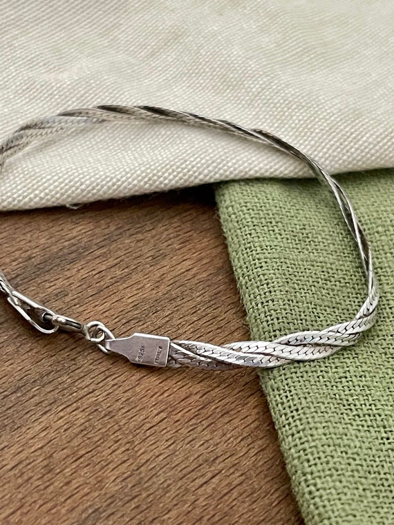 Thin Twisted Flat Snake Link Solid Sterling 925 S… - image 5