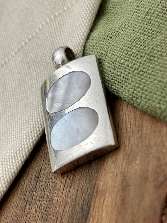 Nice Large Square White Shell Stone Pendant Solid… - image 2