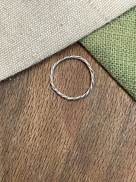 Plain Twisted Stacking Solid Sterling 925 Silver … - image 2