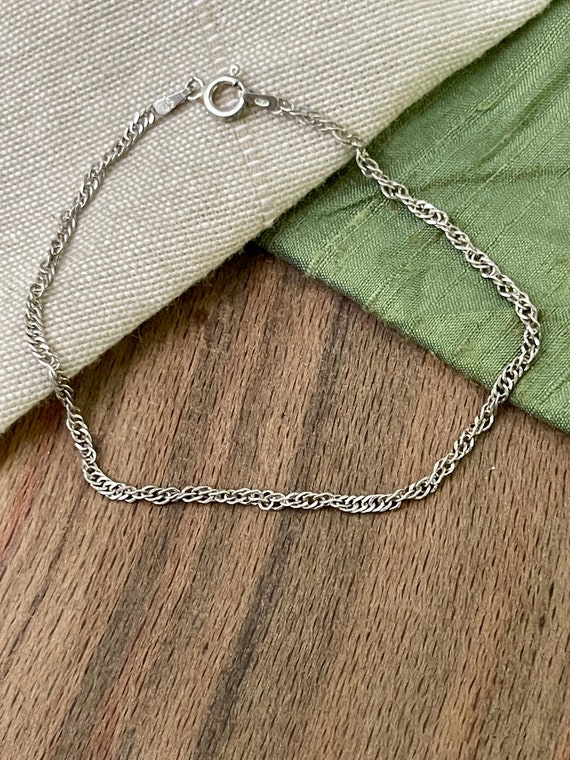 Nice Thin Twisted Link Bracelet Solid Sterling 92… - image 1