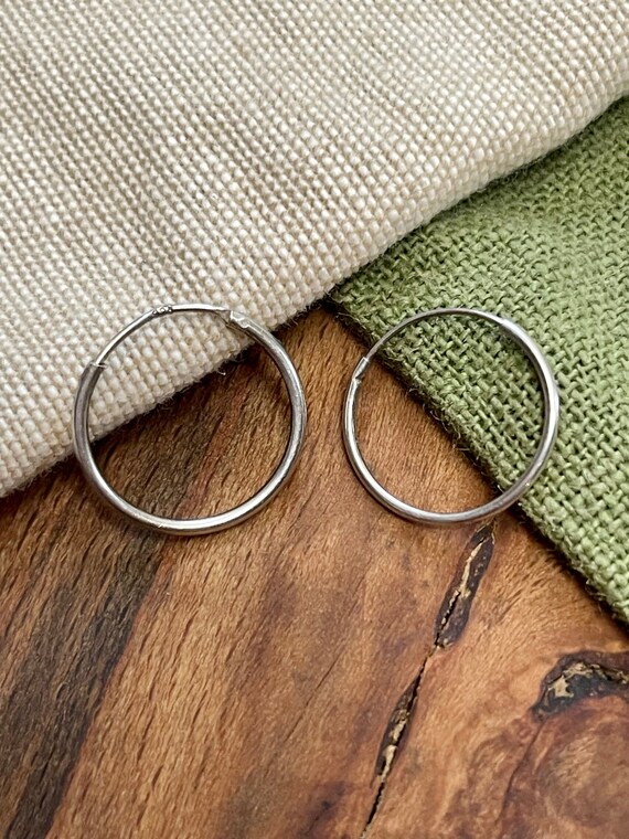 Small Thin Hoop Ring Earrings Solid Sterling 925 … - image 1