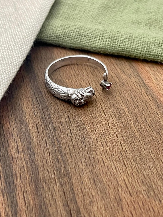 Dragon Head and Red Ruby Solid Sterling 925 Silve… - image 4