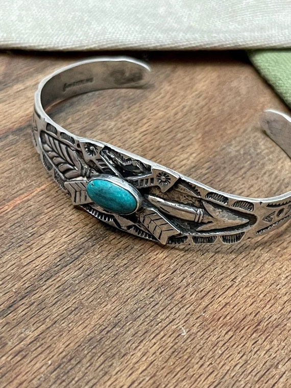 Native American Turquoise NAVAJO Bangle Bracelet … - image 3