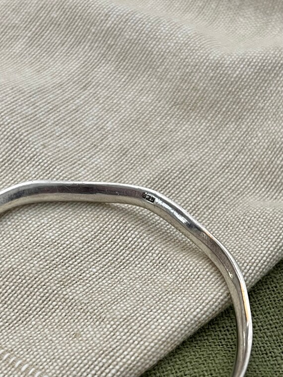 Wave Pattern Torque Bangle Bracelet Solid Sterlin… - image 4