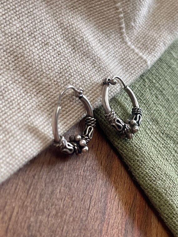 Twisted Loop Ring Hoop Earrings Solid Sterling 92… - image 2
