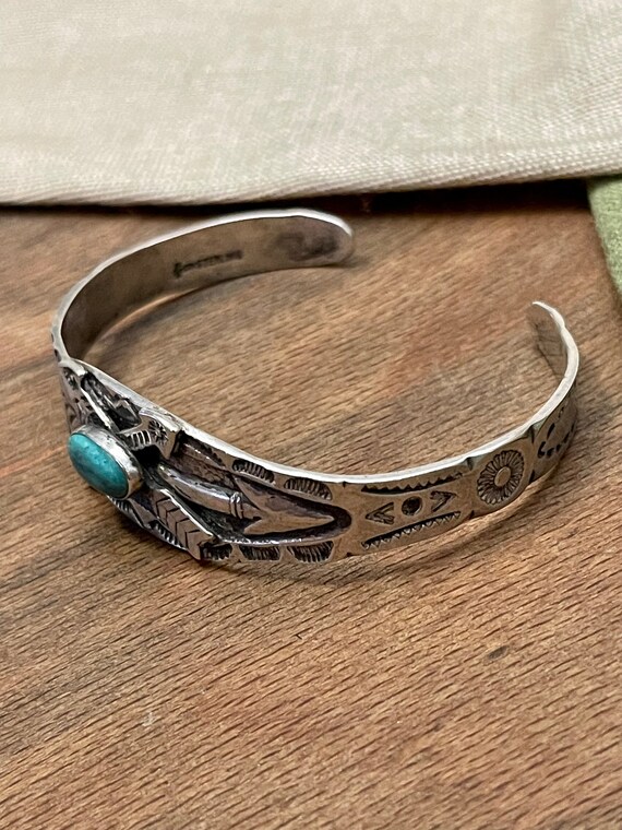 Native American Turquoise NAVAJO Bangle Bracelet … - image 2