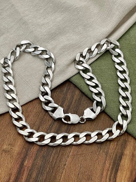 Heavy Thick Curb Link Chain Necklace Solid Sterli… - image 1