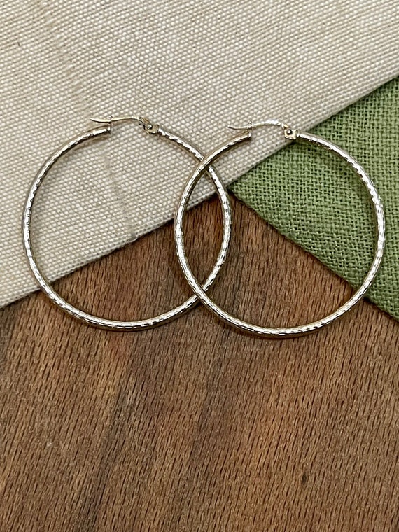 Nice Big Hoop Loops Earrings Solid Sterling 925 S… - image 1